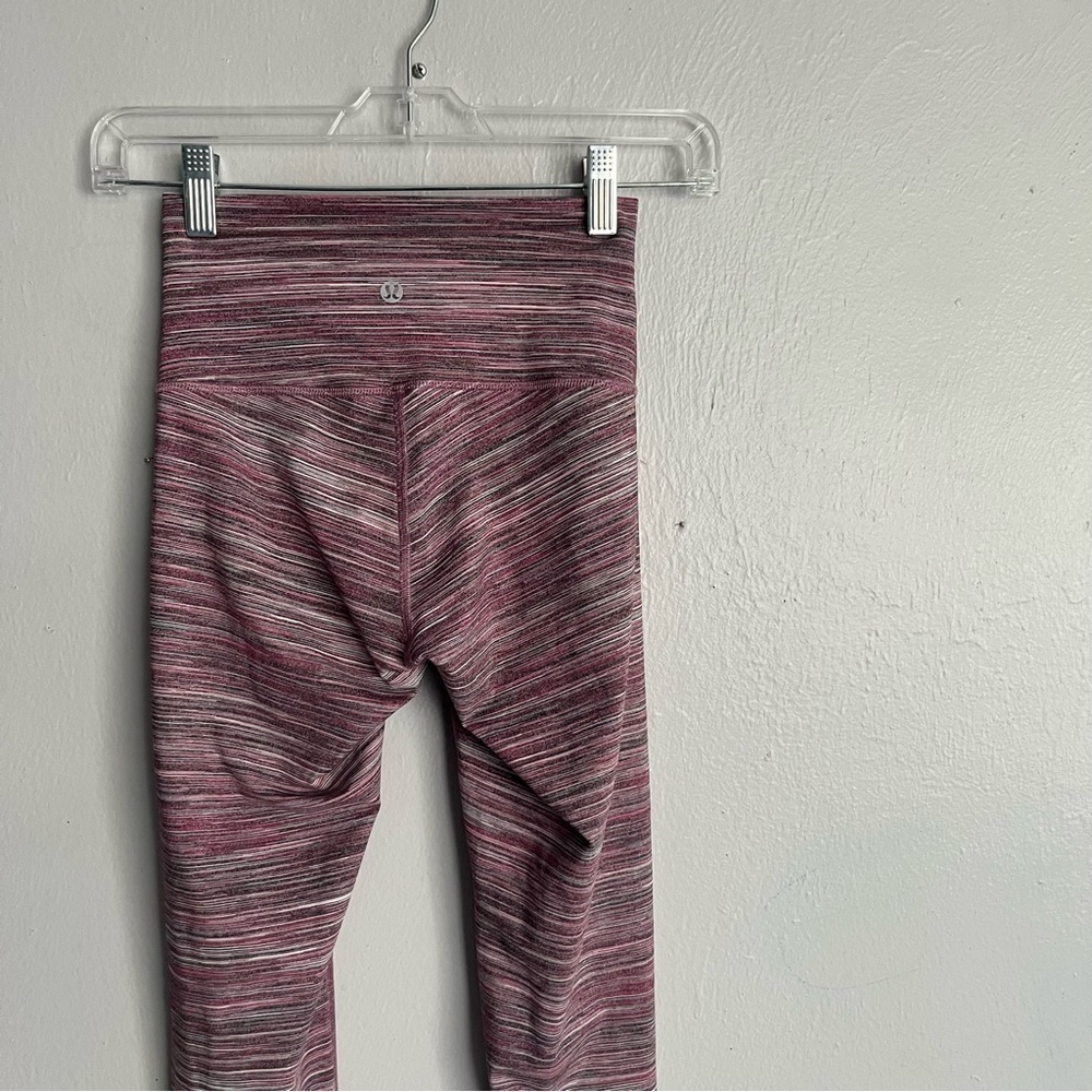 Lululemon Wunder High Rise Under Edged Stripe Active Ruby Leggings Size 2 - Picture 9 of 11